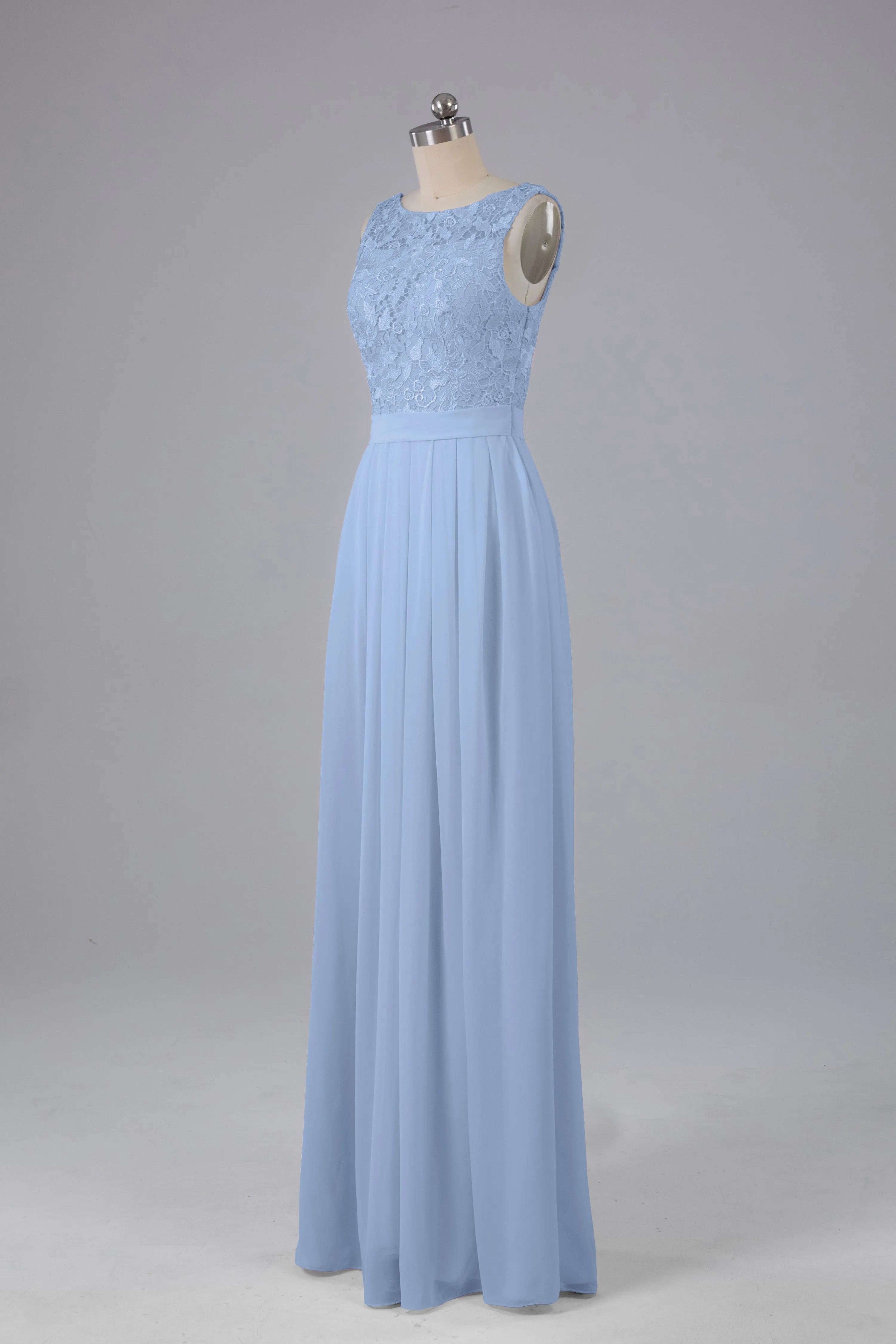 A-line Lace Top Floor Length Chiffon Bridesmaid Dresses