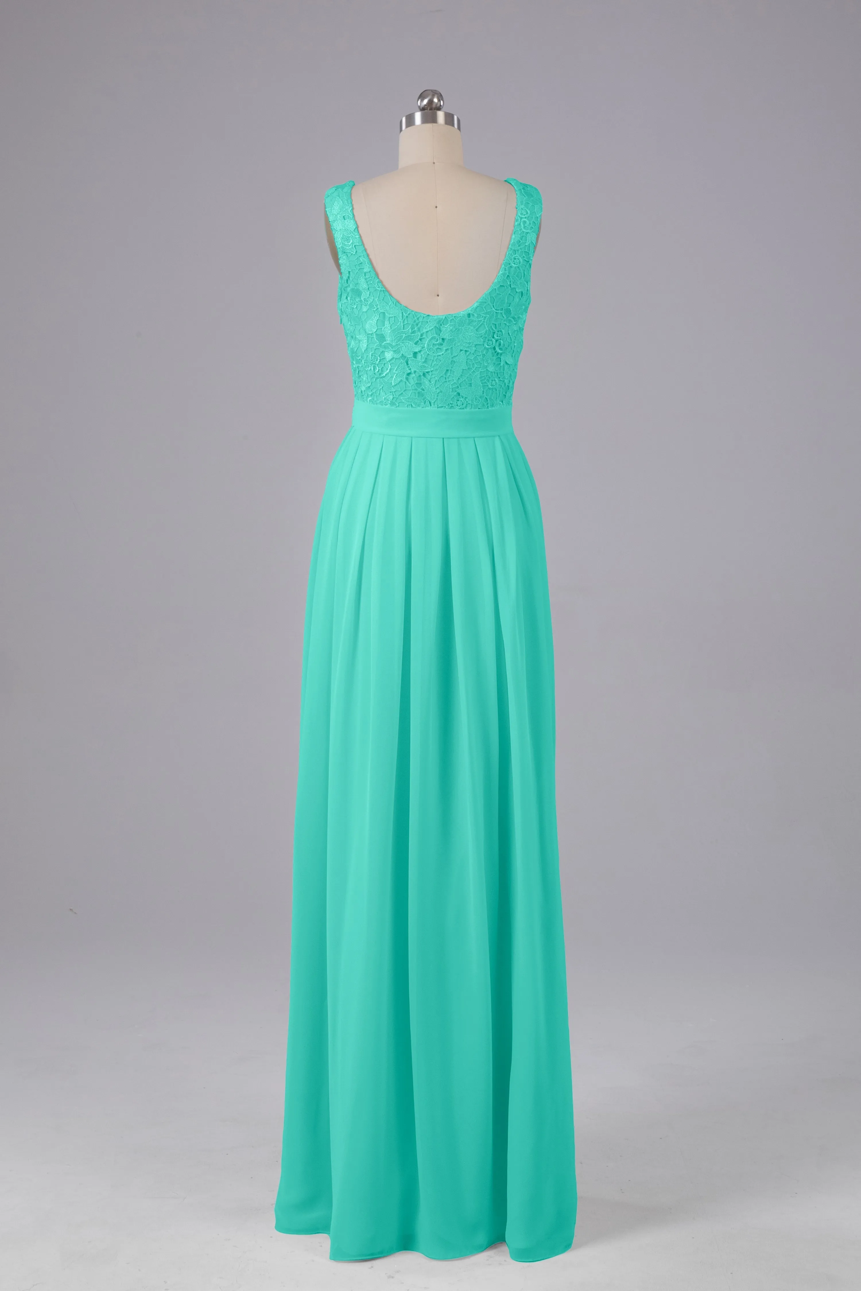 A-line Lace Top Floor Length Chiffon Bridesmaid Dresses