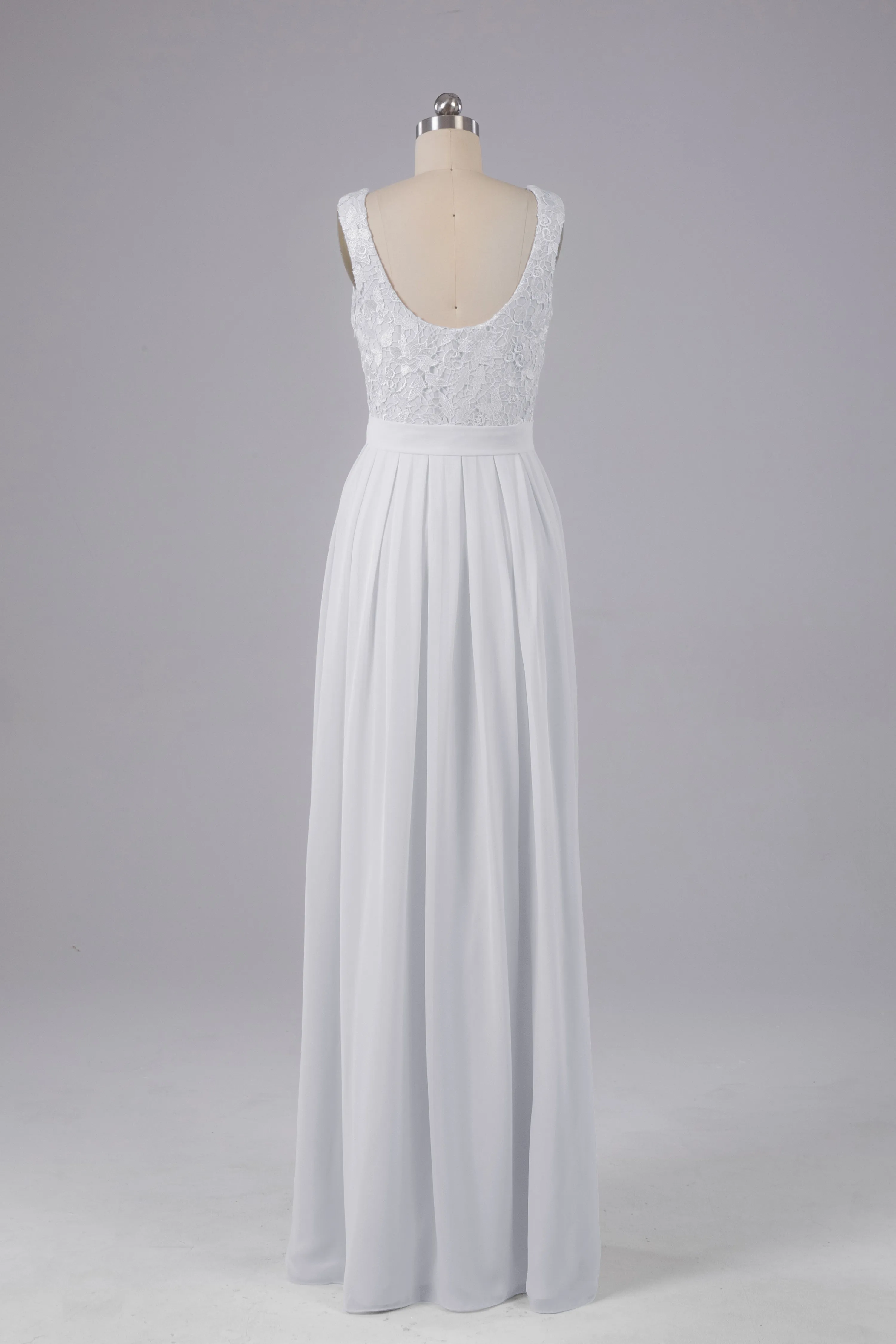 A-line Lace Top Floor Length Chiffon Bridesmaid Dresses