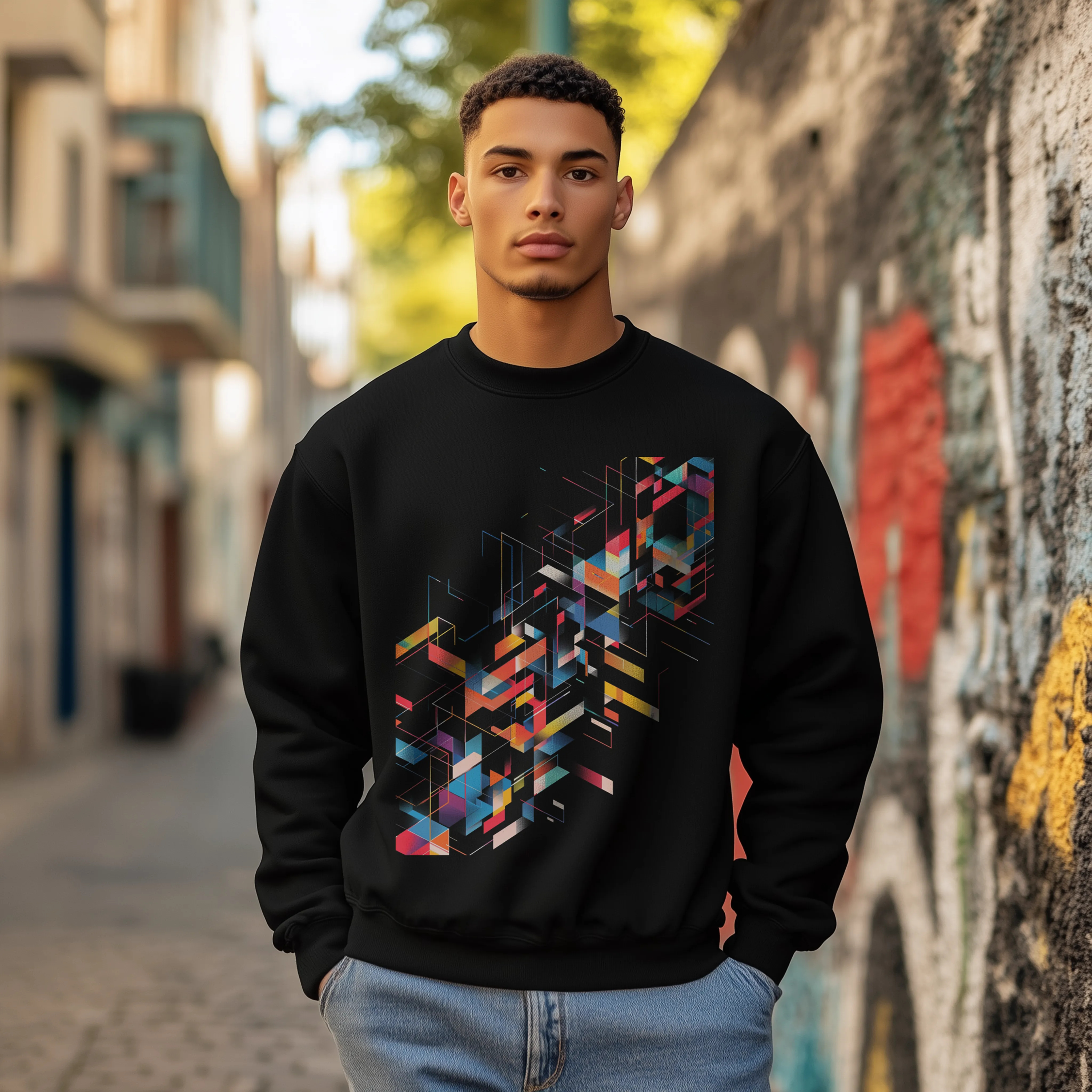 Abstract Geometric Hue Graphic Sweatshirt