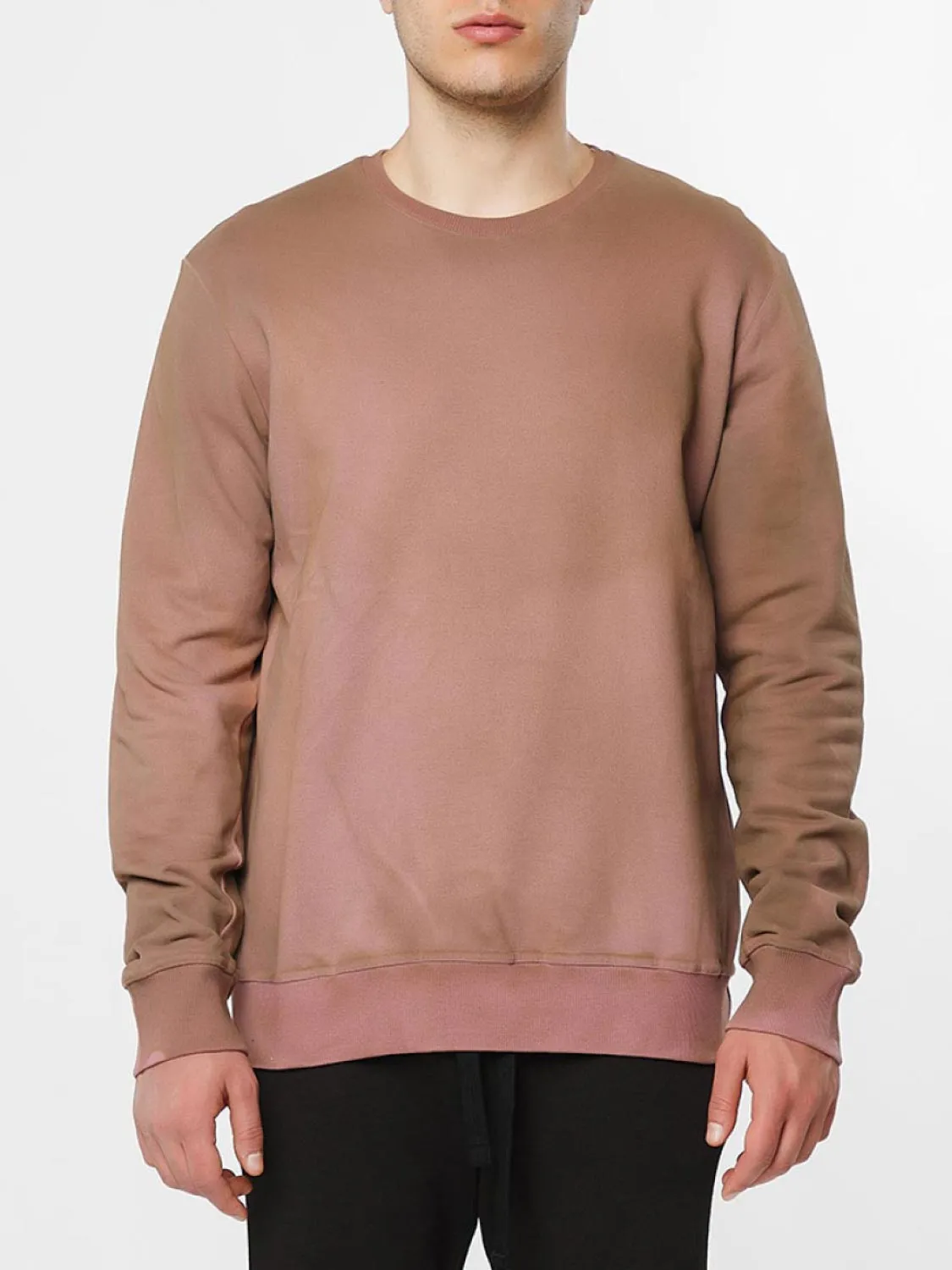 Acid Dye Organic Cotton Crew Neck Sweatshirt Dusty Pink