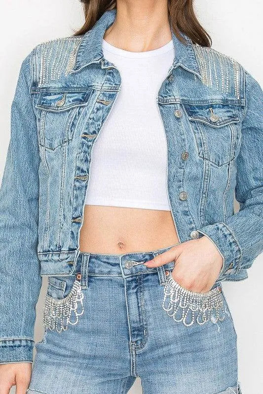 Artemis Vintage Embellished Classic Denim Jacket