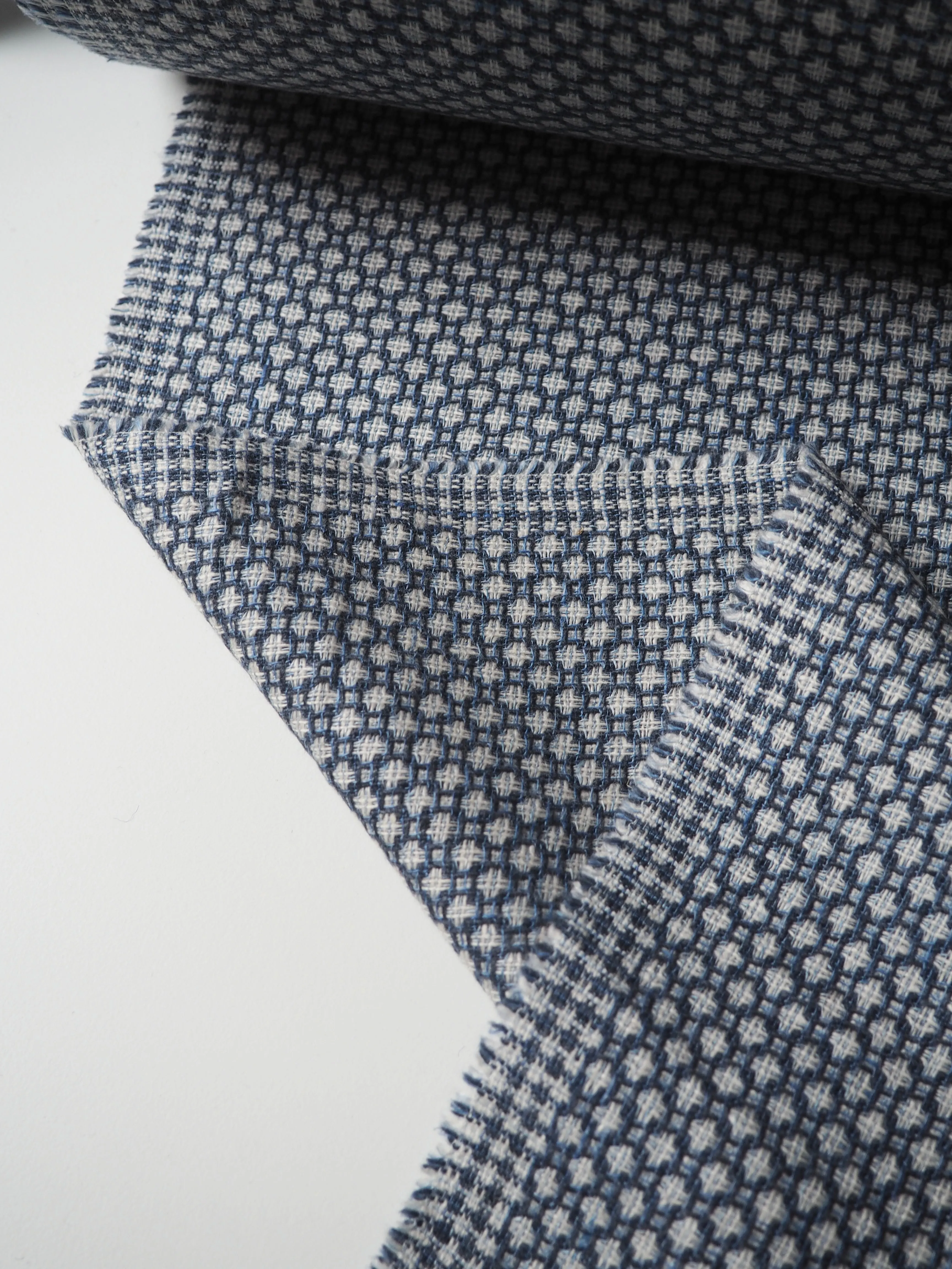 Blue Wool/Silk Circle Check