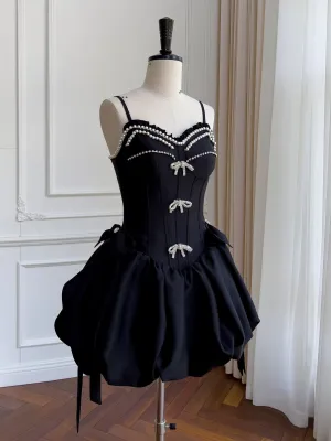 Chic Spaghetti Straps Black Short Prom Dress Elegant Homecoming Dresses #lko023