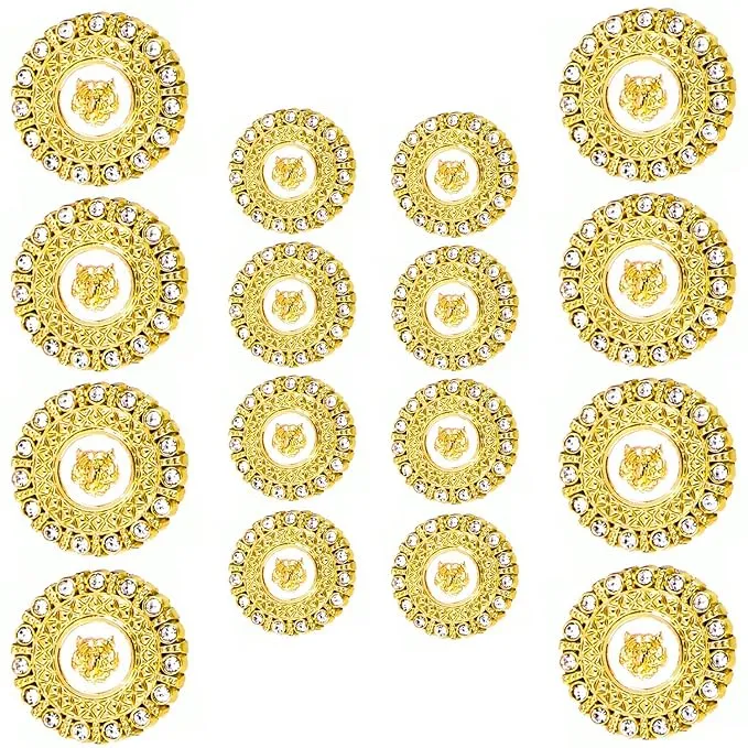 Diamond-Encrusted Lion Metal Buttons(Pack of 8 Buttons)