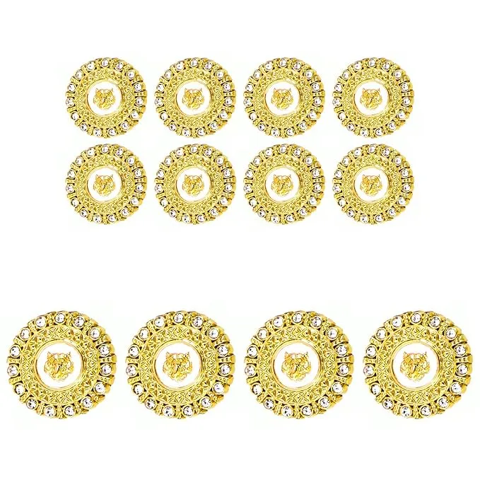 Diamond-Encrusted Lion Metal Buttons(Pack of 8 Buttons)