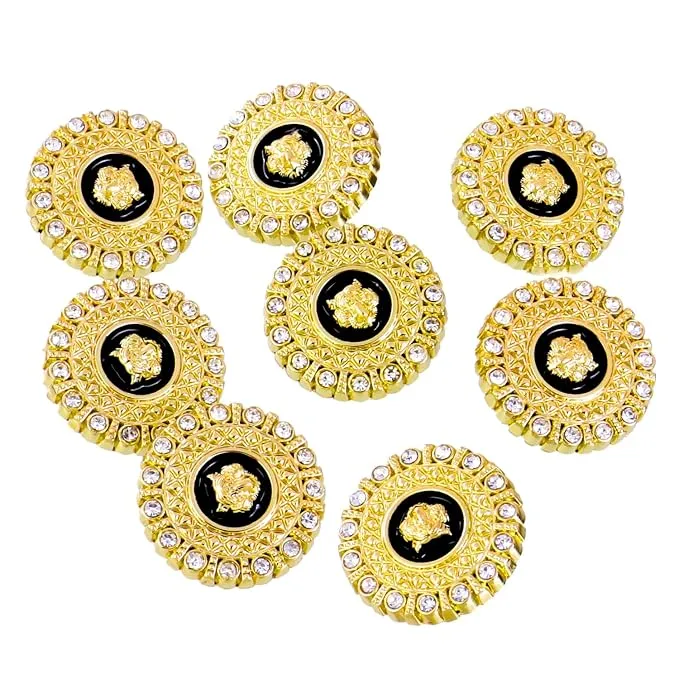 Diamond-Encrusted Lion Metal Buttons(Pack of 8 Buttons)