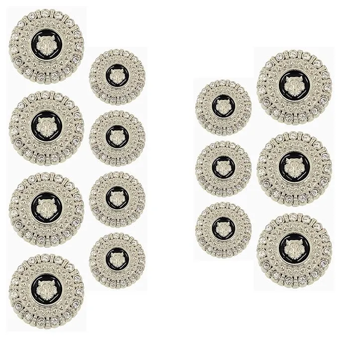 Diamond-Encrusted Lion Metal Buttons(Pack of 8 Buttons)