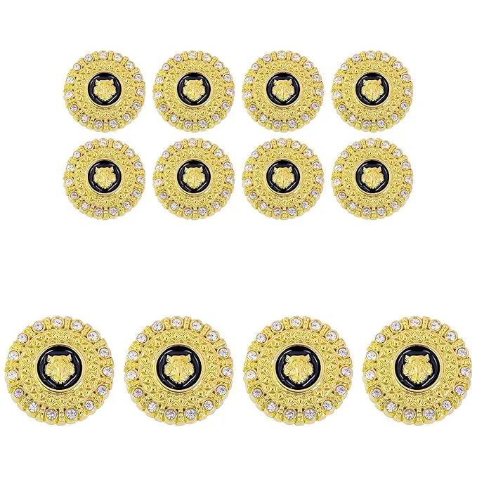 Diamond-Encrusted Lion Metal Buttons(Pack of 8 Buttons)