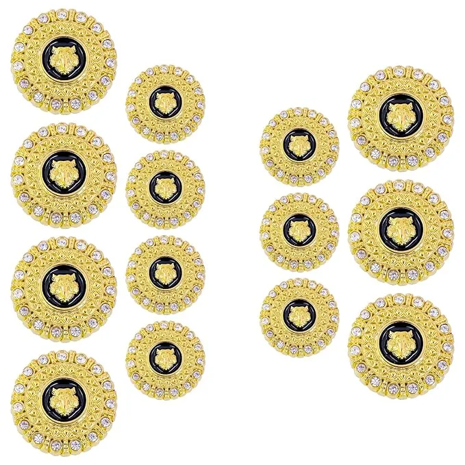 Diamond-Encrusted Lion Metal Buttons(Pack of 8 Buttons)