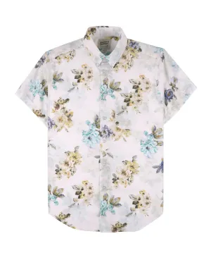 Flower Painting Short Sleeve Easy Shirt White