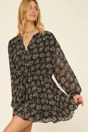 Fresh Flourish Floral Chiffon Mini Dress