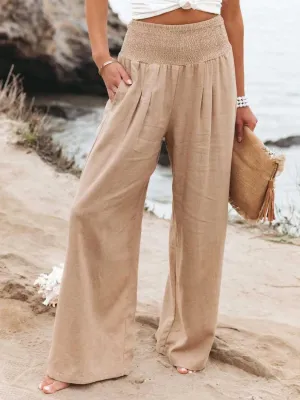 Full Size Smocked Waist Wide Leg Pants  Chic Comfortable Versatile Style