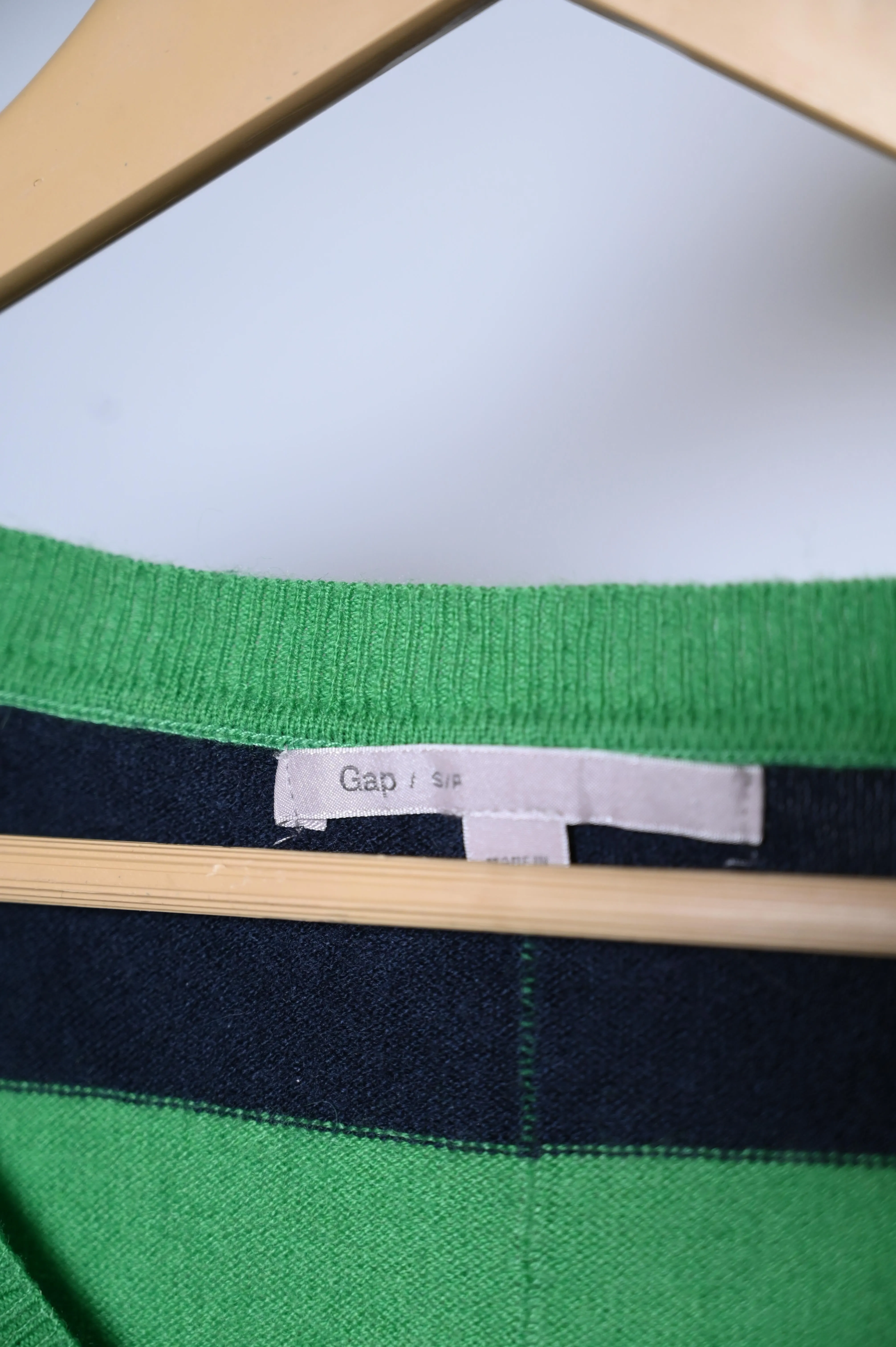 Gap Green and Blue Striped Sweatshirt - Small