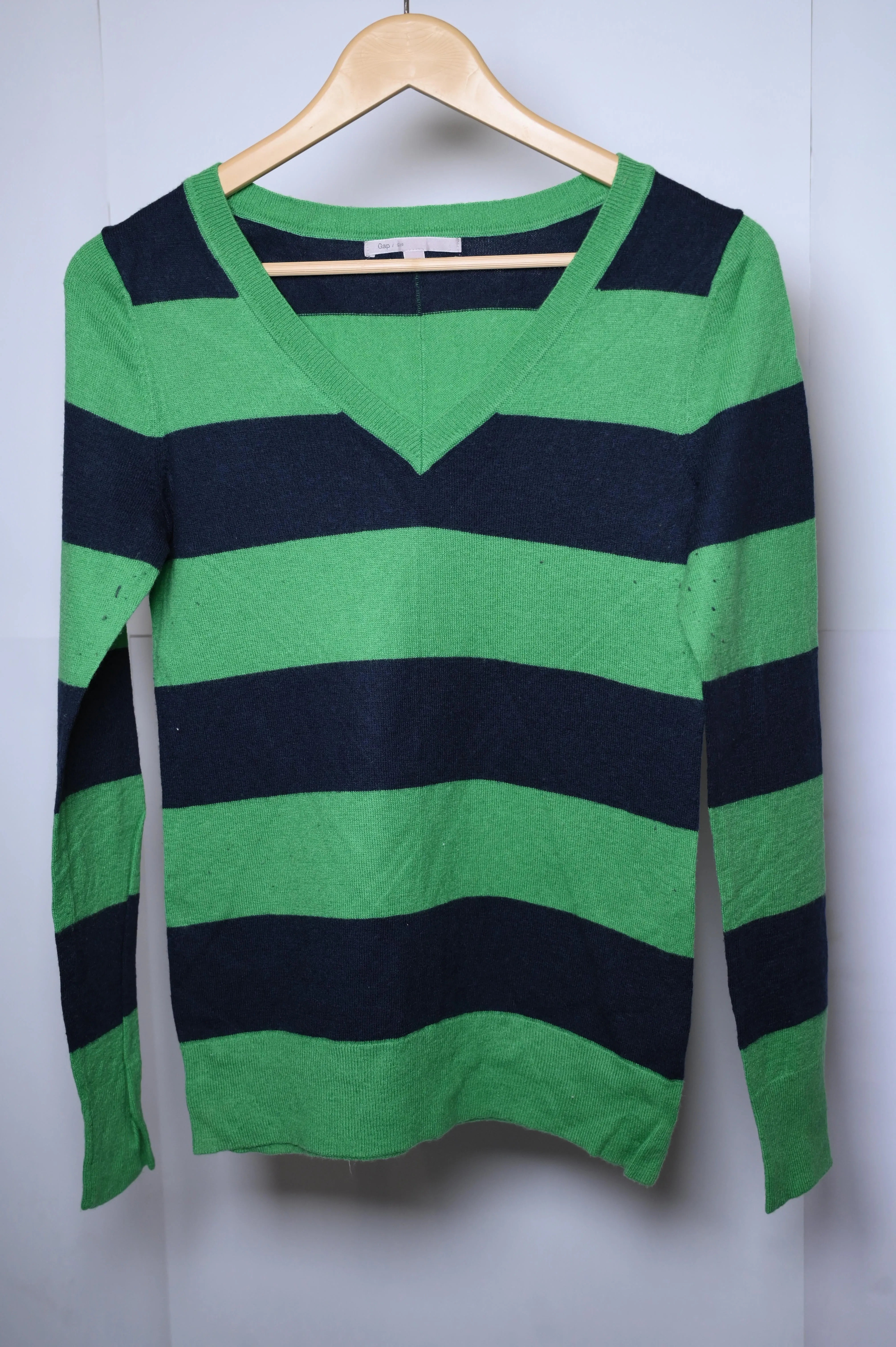 Gap Green and Blue Striped Sweatshirt - Small