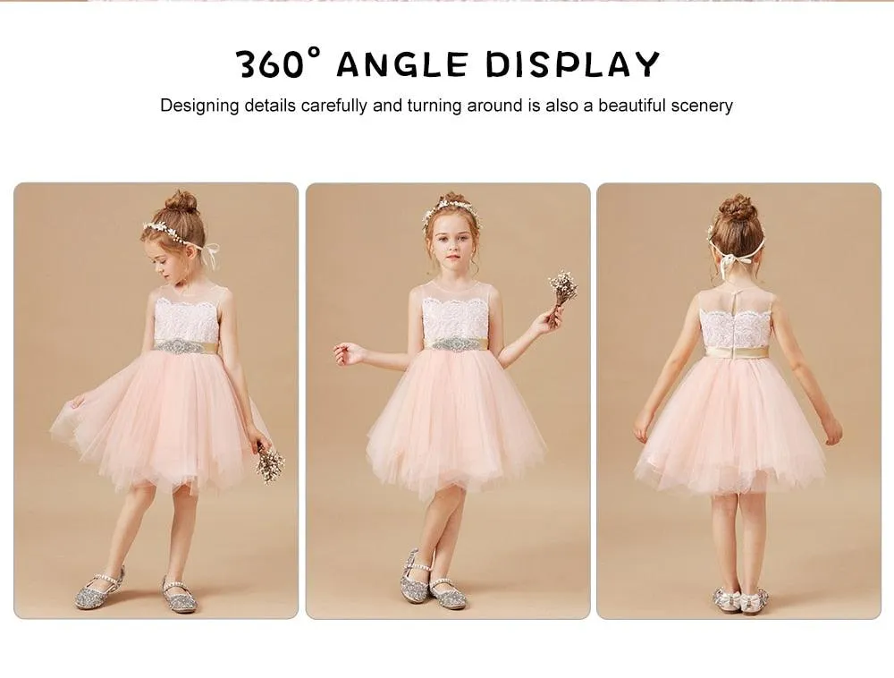 Girls Lace Decal Party Elegant Dress