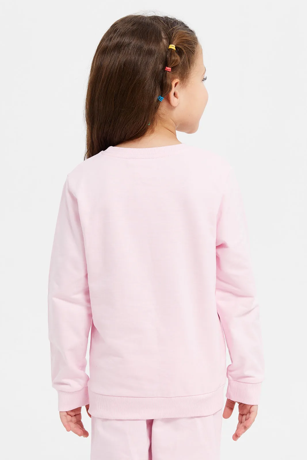 Girls Pink Barbie Printed Sweatshirt