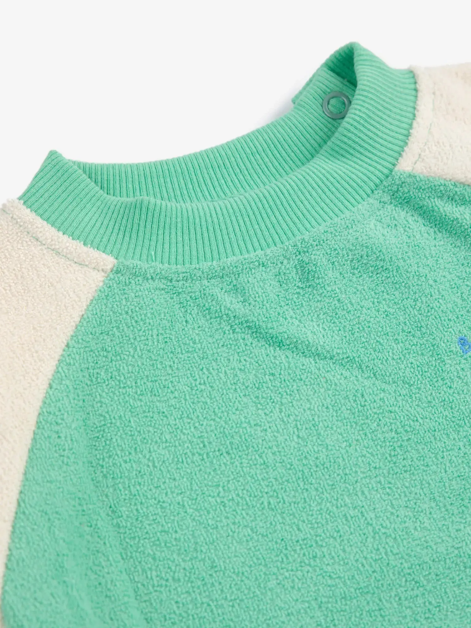 Green color block terry cloth sweatshirt