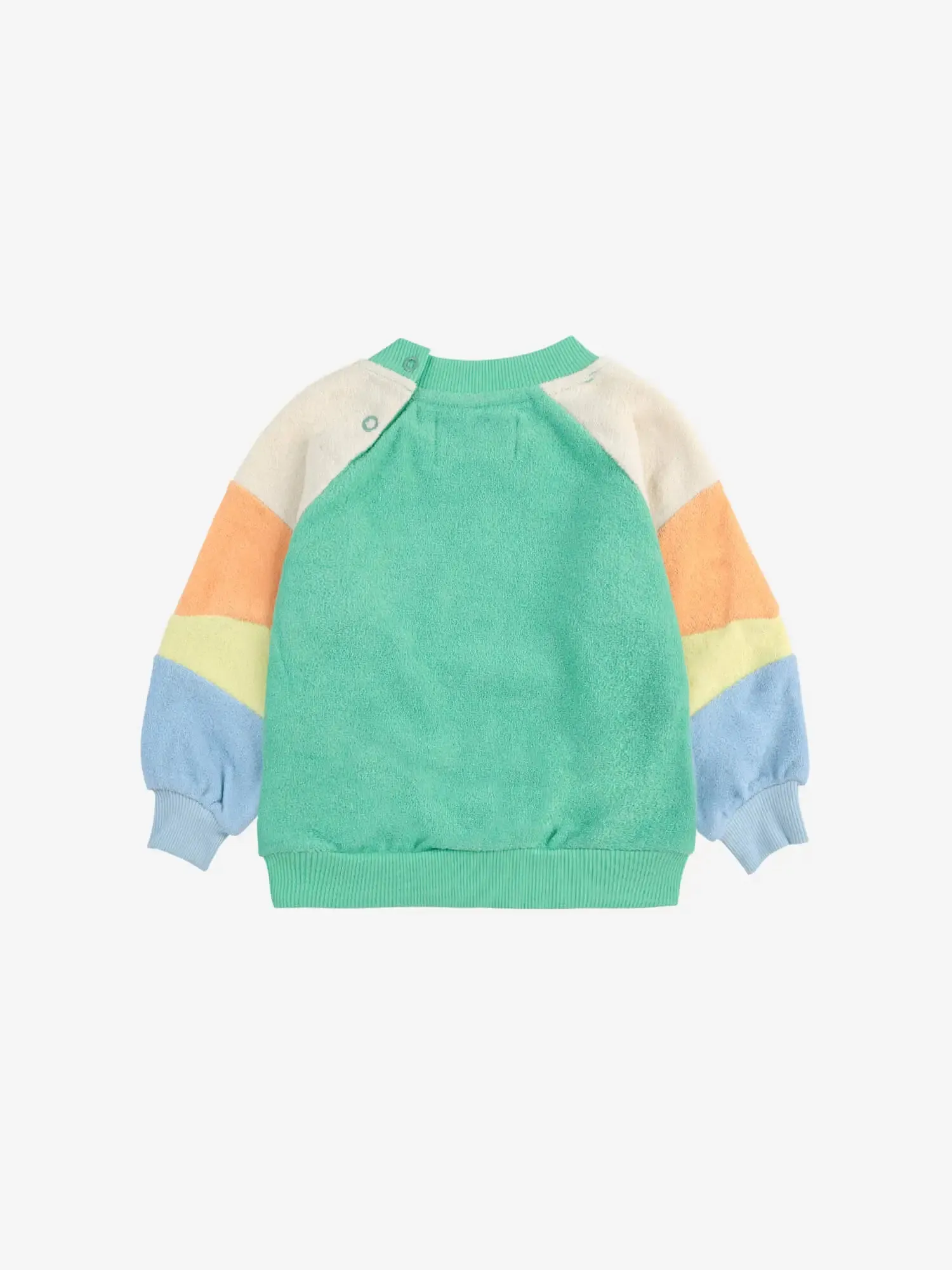 Green color block terry cloth sweatshirt