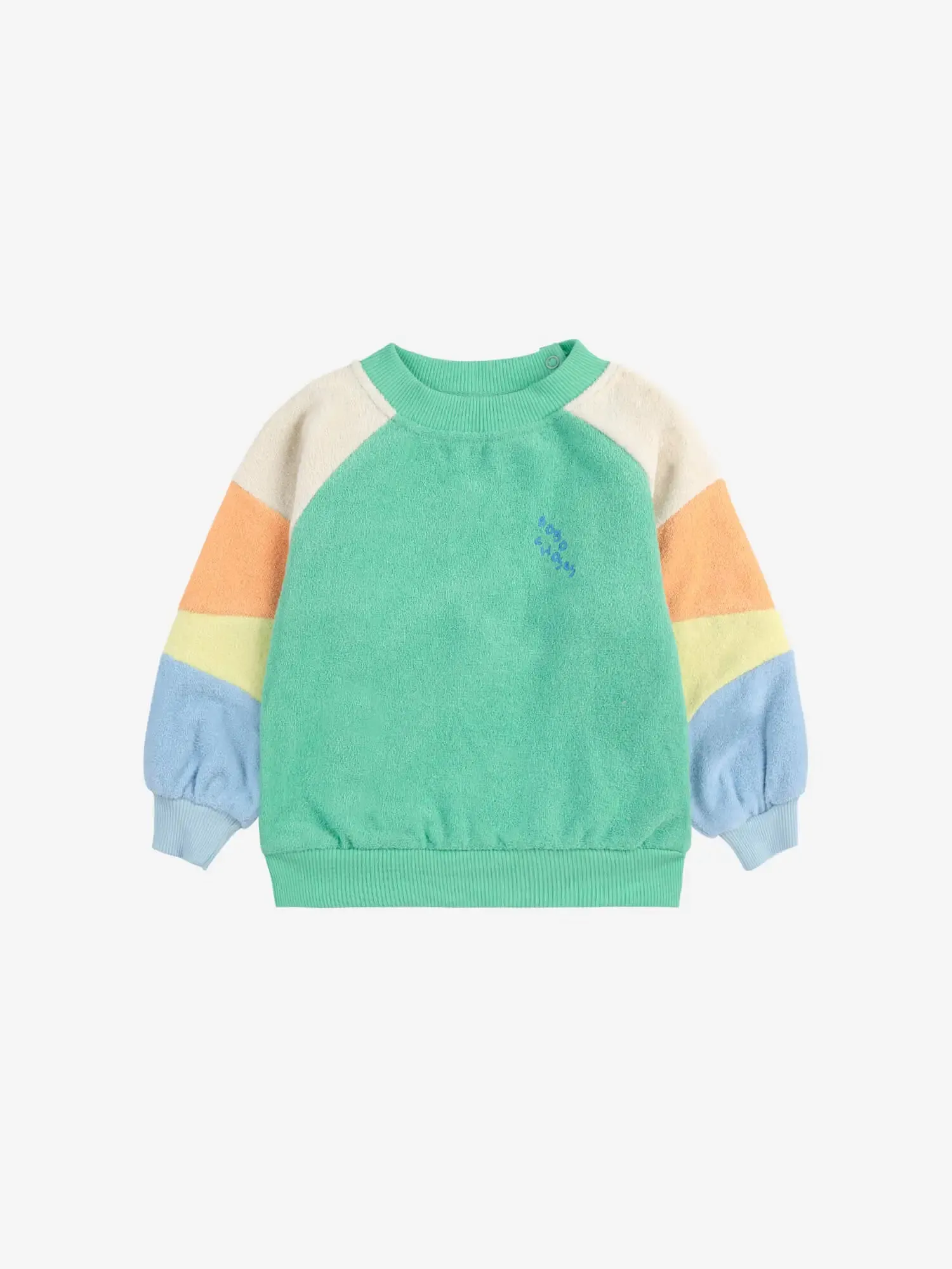 Green color block terry cloth sweatshirt