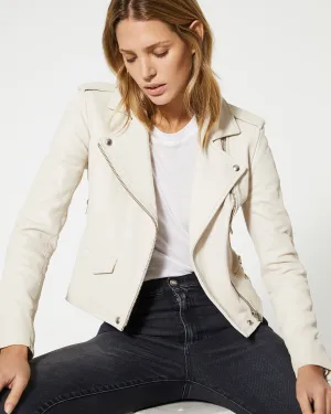 IRO - Ashville Leather Jacket in Cloudy White