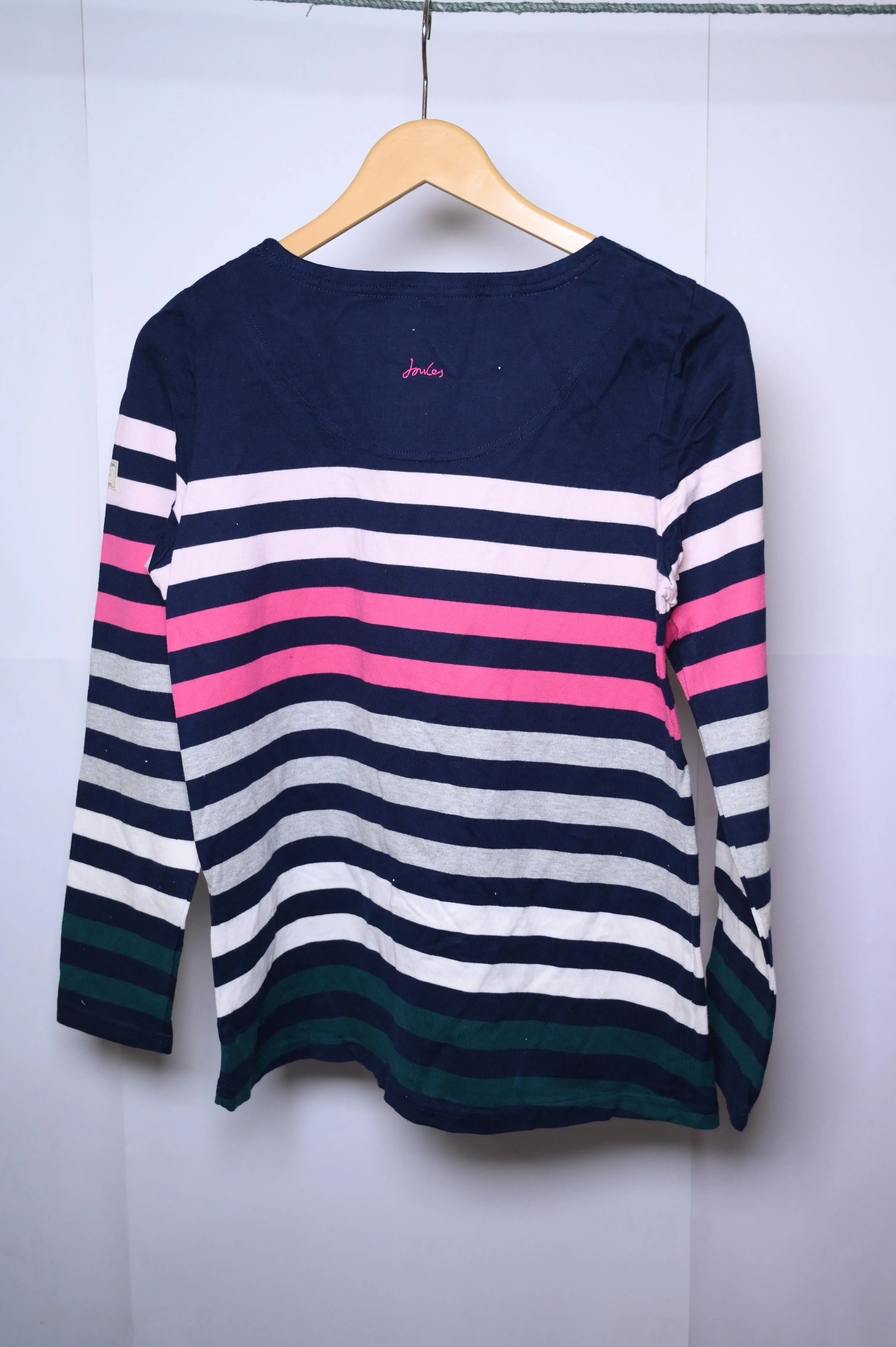 Joules Blue, White & Pink Lines Sweatshirt (Medium)