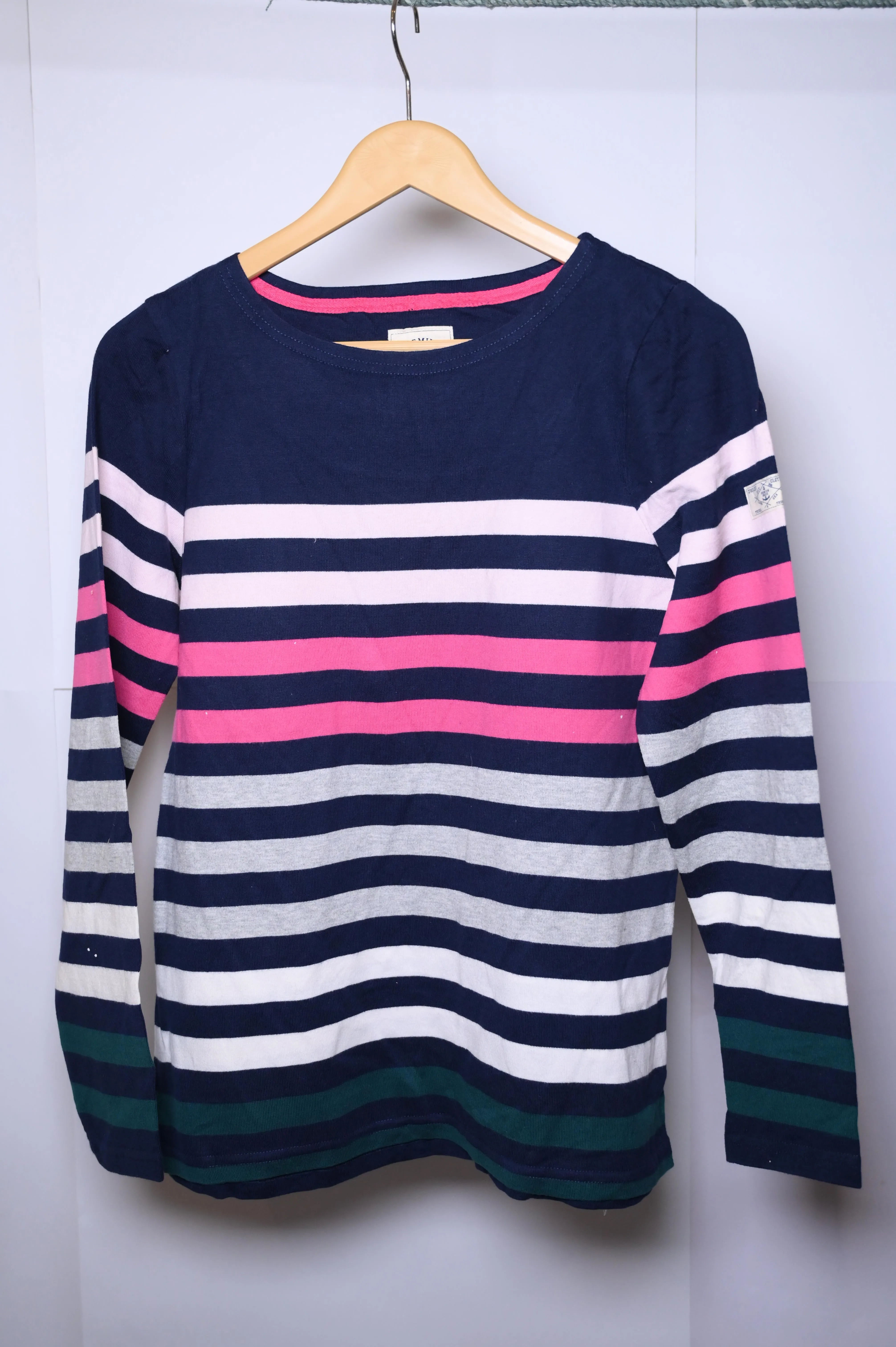 Joules Blue, White & Pink Lines Sweatshirt (Medium)