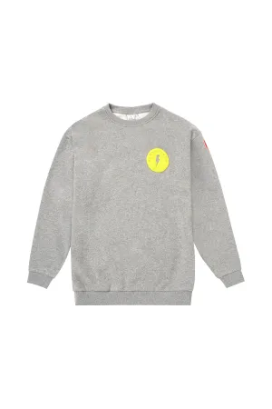 Kids Grey Marl Logo and Yellow Smiley Face Print Relaxed Sweatshirt