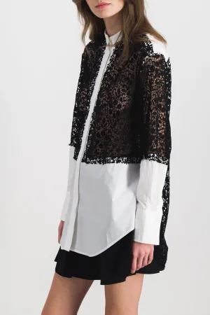 Lace insert oversize shirt