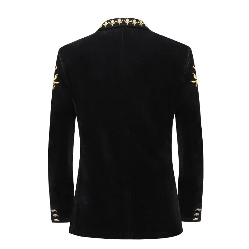 Luxury Floral Embroidery Men Blazer