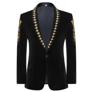 Luxury Floral Embroidery Men Blazer