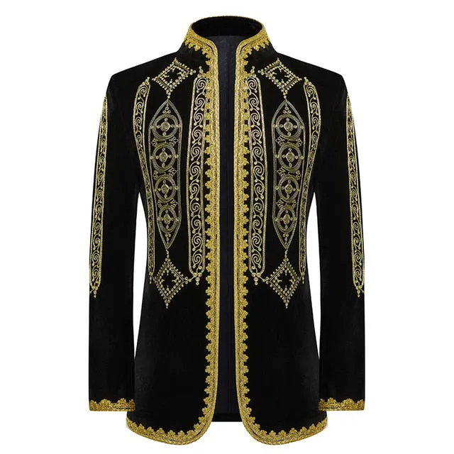 Luxury Floral Embroidery Men Blazer