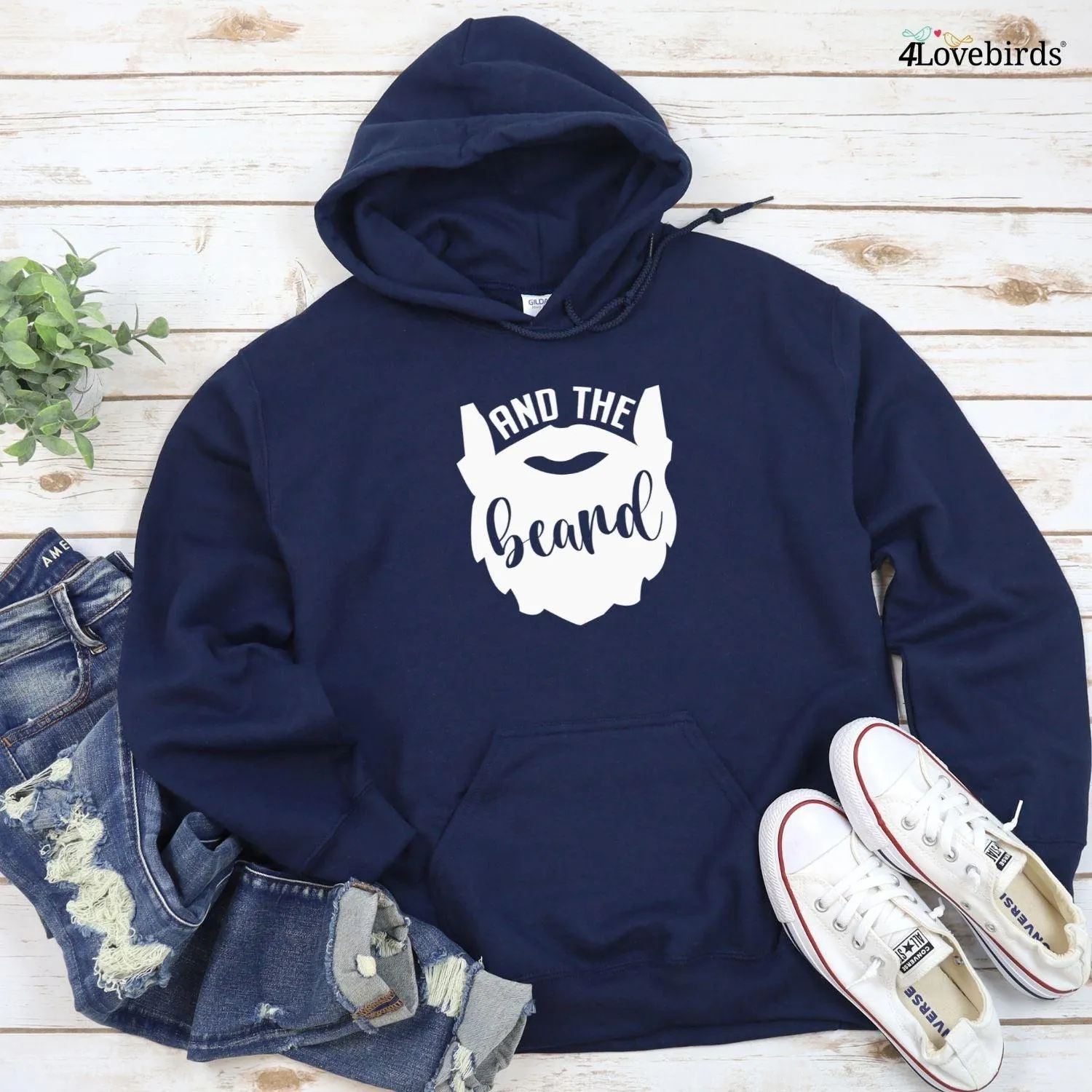 Matching Set: Beauty & Beard Hoodie & T-shirt | Fun Gift for Couples