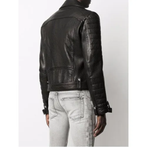 Men Biker Leather Jackets: Balmain