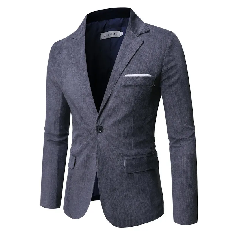 Men's Casual Corduroy Slim Fit Single-Button Blazer | Ideal for All Seasons