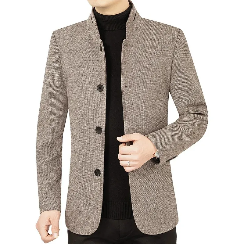 Men's Stylish Slim Fit Blazer with Stand-Up Collar and Four-Button Closure | Ideal for All Seasons