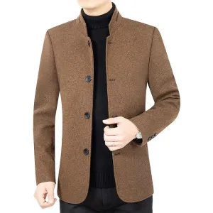 Men's Stylish Slim Fit Blazer with Stand-Up Collar and Four-Button Closure | Ideal for All Seasons