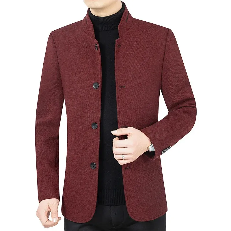 Men's Stylish Slim Fit Blazer with Stand-Up Collar and Four-Button Closure | Ideal for All Seasons