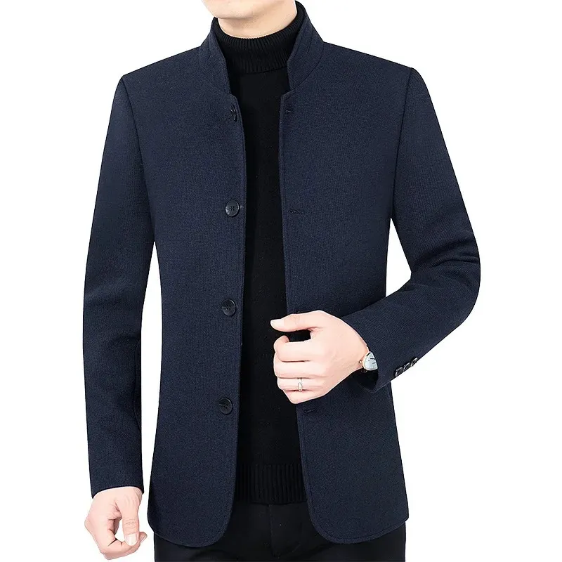 Men's Stylish Slim Fit Blazer with Stand-Up Collar and Four-Button Closure | Ideal for All Seasons