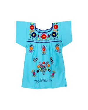 Mexican Puebla Dress for Girls Mint