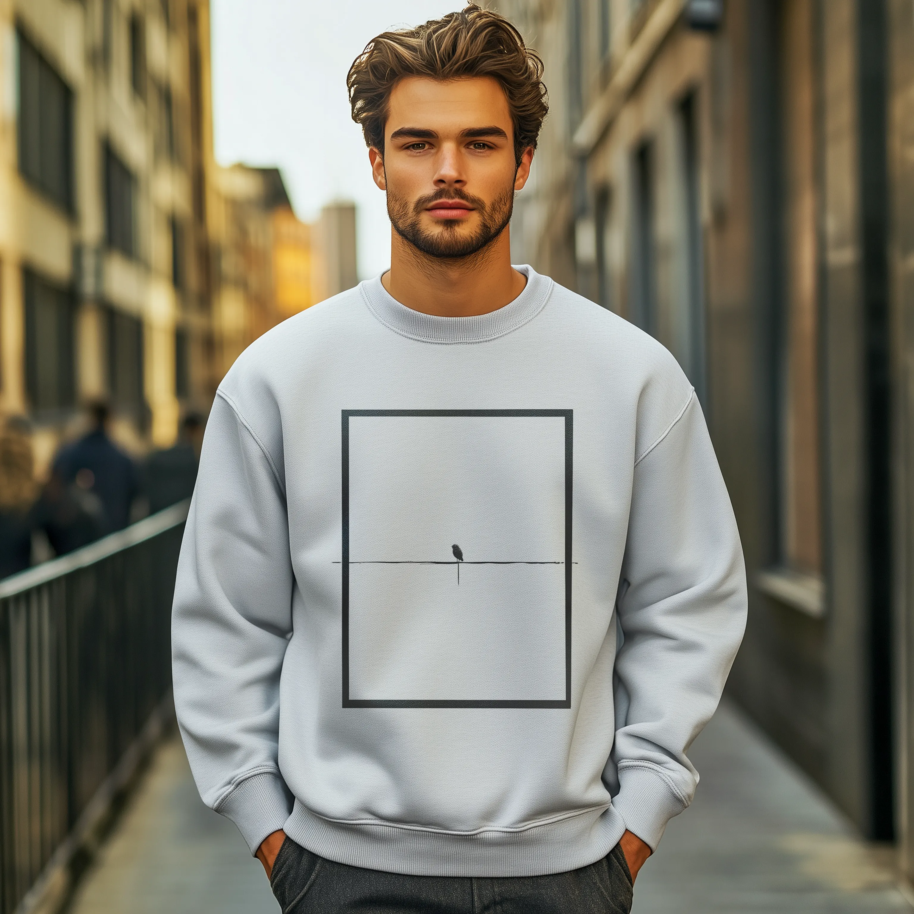 Minimalistic Framed Nature Graphic Sweatshirt