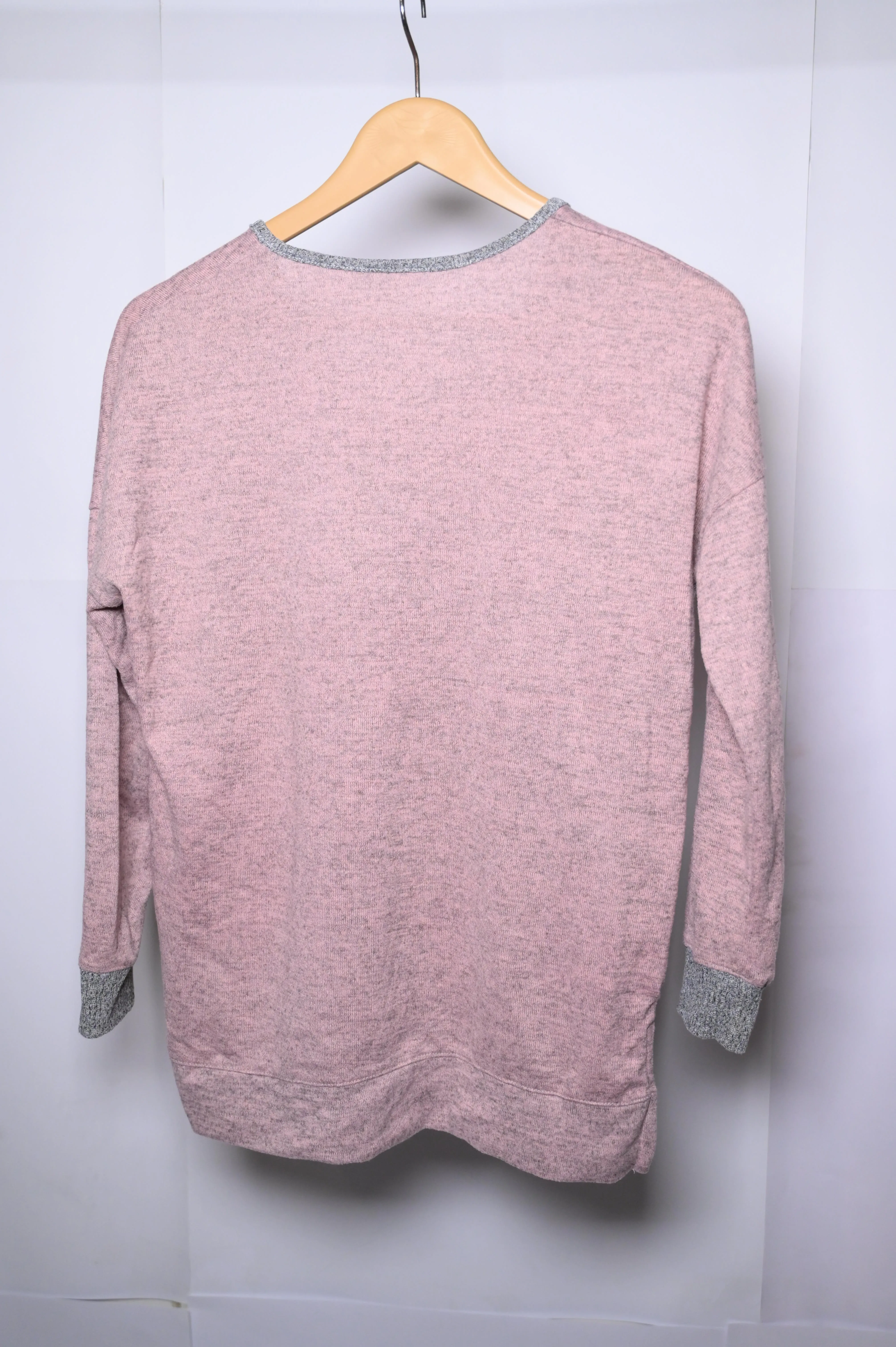 Peacocks Pink with Grey Borders Sweatshirt (Medium)