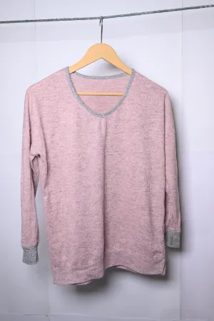 Peacocks Pink with Grey Borders Sweatshirt (Medium)