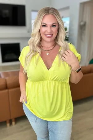 Rhea Peplum Top in Neon Yellow - 4/19