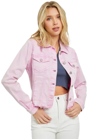 Risen Acid Pink Fray Hem Jacket