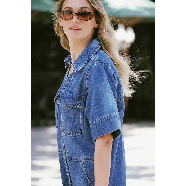 Side Pocket Boxy Dress - Fresh Indigo