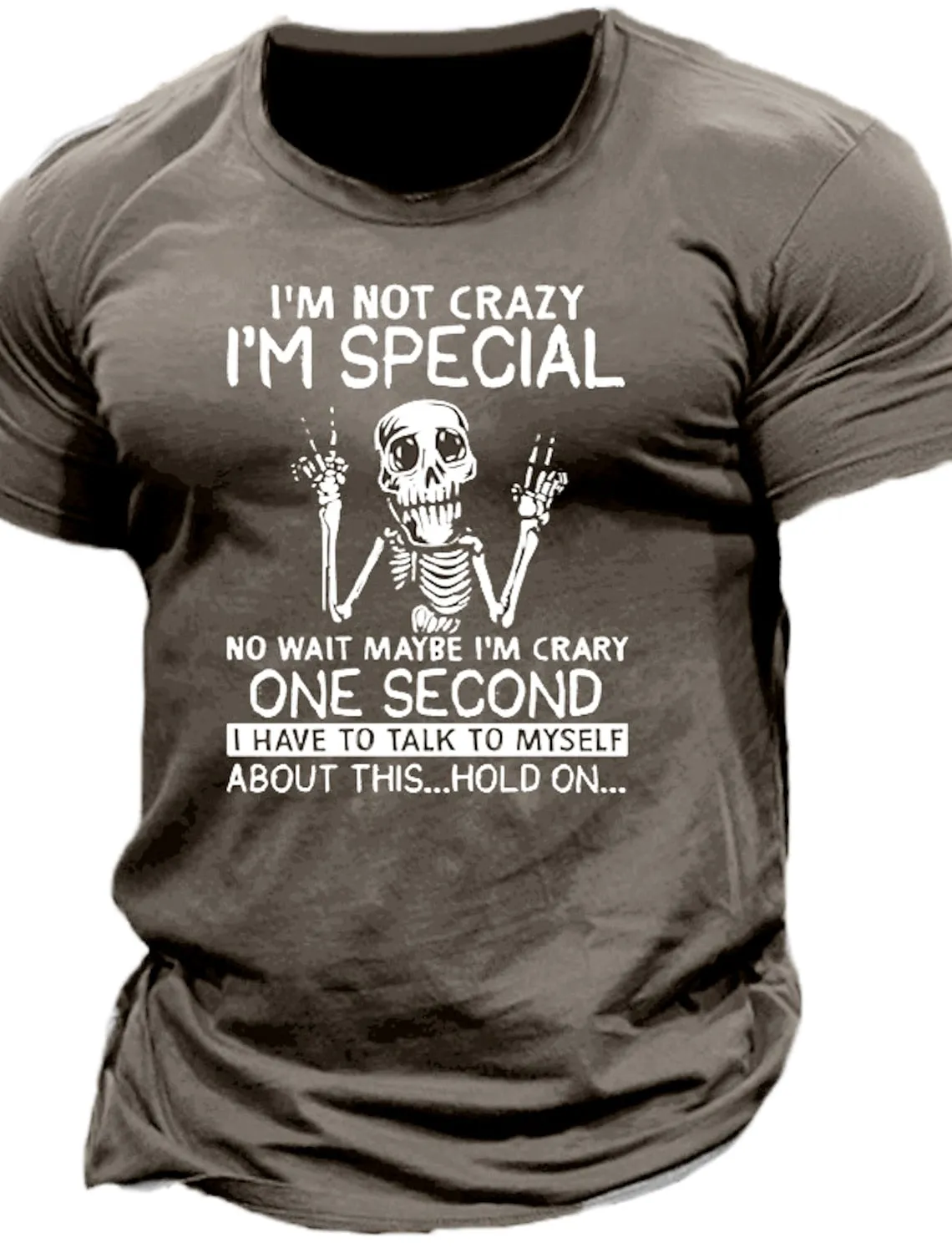 Skull Graphic Prints I'm Not Crazy Im Special Men's Unisex T shirt Tee Casual Style Classic Style Sports Designer Casual Outdoor Street Holiday T shirt Black Army Green Navy Blue Short Sleeve Crew