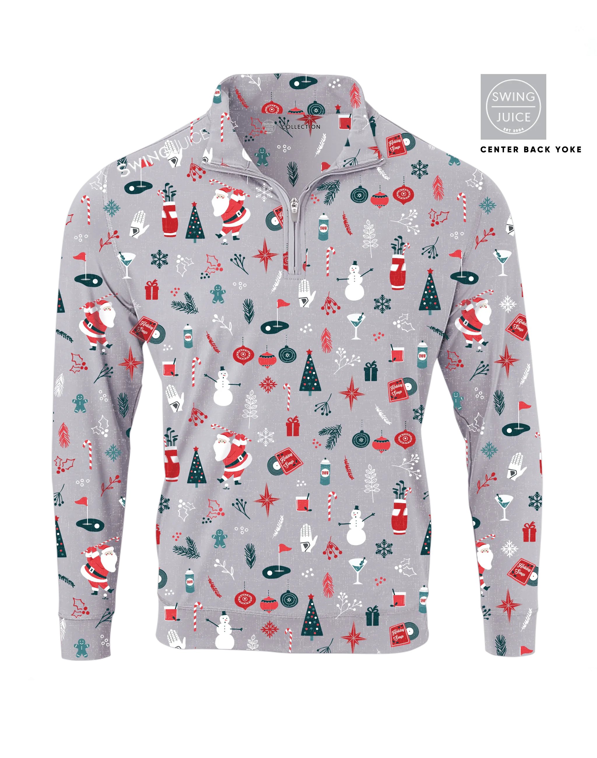 SwingJuice Golf Swingin' Retro Santa Men's Quarter Zip