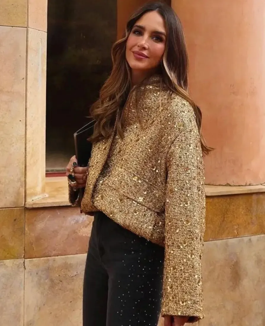 Women's Elegant Sequined Blazer with Pockets | Ideal for All Seasons